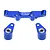 GPM Racing blue anodized aluminium steering bell crank and drag link assembly components on a white background.