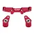 A red anodized aluminium steering bell crank and drag link assembly by GPM Racing, featuring a central bar and two side arms with pre-installed bearings.