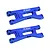 Two blue anodized aluminium front lower suspension arms for RC cars by GPM Racing, shown against a white background.