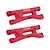 Two red anodized aluminium front lower suspension arms for RC cars by GPM Racing, shown against a white background.