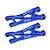 Two blue anodized aluminium rear lower suspension arms for RC cars by GPM Racing, shown against a white background.