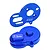 A blue anodized aluminium motor mount and gear cover set from GPM Racing, shown against a white background.