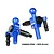 Two blue anodized aluminium and black carbon steel steering hub components for RC cars, labeled L and R.
