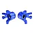 A pair of blue anodized aluminium front steering hubs for RC cars by GPM Racing, marked with L and R for left and right sides.