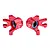 A pair of red anodized aluminium front steering hubs for RC cars by GPM Racing, featuring pre-installed bearings and marked with L and R.