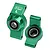 Two green anodized aluminium RC rear hubs from GPM Racing, featuring pre-installed ball bearings and marked with L and R indicators.