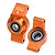 A pair of orange anodized aluminium rear hubs for RC cars by GPM Racing, featuring pre-installed ball bearings.