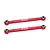 Two red anodized aluminium steering linkage rods from GPM Racing with silver metal pivot ball ends, isolated on a white background.