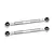 Two silver GPM Racing aluminium front steering linkages for RC cars, featuring integrated ball joints at each end.