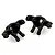 Two black plastic RC front steering hubs for Xinlehong V2 vehicles, shown from an angled perspective against a white background.
