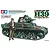 Box art for Tamiya 1/35 scale French H39 Light Tank model kit, featuring an illustration of the tank with a soldier standing beside it.