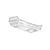 A clear, unpainted polycarbonate rear wing for an RC car, viewed from a high angle against a white background.