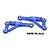 Two blue GPM Racing aluminium front upper suspension arms for RC vehicles, featuring 7075-T6 alloy construction.