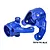 Two blue anodized aluminium steering hubs for RC cars, marked L and R, with GPM Racing branding and 7075-T6 ALU text.