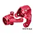 A pair of red anodized aluminium steering hubs for RC cars, marked with L and R, featuring the GPM Racing logo and 7075-T6 ALU text.