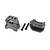 Traxxas lower shock mount set including two grey plastic mounts and two black metal screws on a white background.