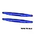 Two blue anodized aluminium rear lower trailing arms for RC vehicles, featuring GPM branding and multiple mounting holes.