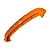 An orange anodized aluminium front bumper mount for an RC car by GPM Racing, featuring a curved design with multiple mounting holes and the GPM logo.