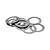 A small pile of thin, circular stainless steel rocker shims used for RC car maintenance.
