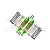A pair of GPM Racing green and orange aluminium RC front shock absorbers with extra springs and mounting screws on a white background.