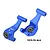 A pair of blue anodized aluminium rear hubs for RC cars by GPM Racing, featuring pre-installed ball bearings and laser-etched markings.