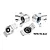 Four silver GPM Racing aluminium RC car steering and rear hubs with installed bearings, isolated on a white background.