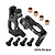 Two black GPM Racing aluminium C-hub carriers with mounting screws and bronze bushings on a white background.