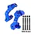 A pair of blue anodized aluminium C-hub carriers for RC cars, labeled L and R, with four black metal screws and four black nuts, set against a white background.