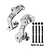 A pair of silver GPM Racing aluminium C-hub carriers with mounting hardware including four black screws and nuts, isolated on a white background.