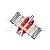 Two red GPM Racing aluminium front shock absorbers with orange springs and extra black springs on a white background.