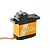 Savox SV-0255MG micro digital servo with a black plastic case, orange metal center section, and a metal output gear, isolated on a white background.