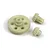 A set of three off-white plastic RC gears including one large spur gear and two smaller pinion-style gears on a white background.