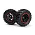 Two BlackZon Spryte RC monster truck wheels with black rubber tyres and black rims featuring red accent rings.