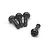 Four small black Phillips head screws for RC battery covers, shown against a plain white background.