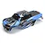 A pre-painted blue and black RC truck body shell for the BlackZon Spryte MT, featuring a carbon fiber pattern on the truck bed.