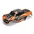 A pre-painted orange and black RC truck body shell for the BlackZon Spryte MT, featuring geometric graphics and pre-cut mounting holes.