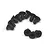 A collection of black, coarse-thread countersunk screws with Phillips heads, arranged on a white background.