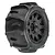 A single Pro-Line 1.9 inch Dumont paddle tyre pre-mounted on a black Raid wheel, shown in a studio setting.