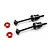Two black metal RC CVD driveshafts with YR branding and two red anodized aluminum washers on a white background.