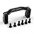 A black aluminium Yeah Racing servo mount with six matching black screws on a white background.