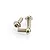 Three silver-coloured metal washer head screws with Phillips drive heads arranged on a white background.