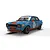 A 1/32 scale Scalextric Ford Escort MK1 slot car in Gulf blue and orange livery with number 5 on the side.