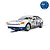 Scalextric 1/32 scale 1984 Rover SD1 Bathurst 1000 slot car in white with Mobil racing livery and number 60 on a track.