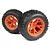 Maverick 2.8" Linebacker Tyres on Orange Monster Truck Rims - Glued Wheels 2Pcs 150681