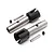 Two Maverick RC wheel axles with drive pins and grub screws on a white background.