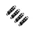 Four Losi TLR branded adjustable RC shock absorbers in gunmetal and black, arranged diagonally on a white background.