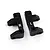 A pair of black anodized aluminium C-hub steering carriers for RC cars, marked with R and L for right and left sides.