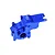 A blue anodized aluminium gearbox case for an RC car by GPM Racing, featuring mounting points and a central bearing housing.