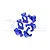A set of six blue anodized aluminium RC car hub carriers and steering knuckles from GPM Racing, arranged on a white background.