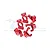 A set of six red anodized aluminium RC car hub carriers and steering knuckles from GPM Racing, arranged on a white background.